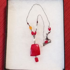 Silpada Sterling Silver & Ruby New Jade Necklace